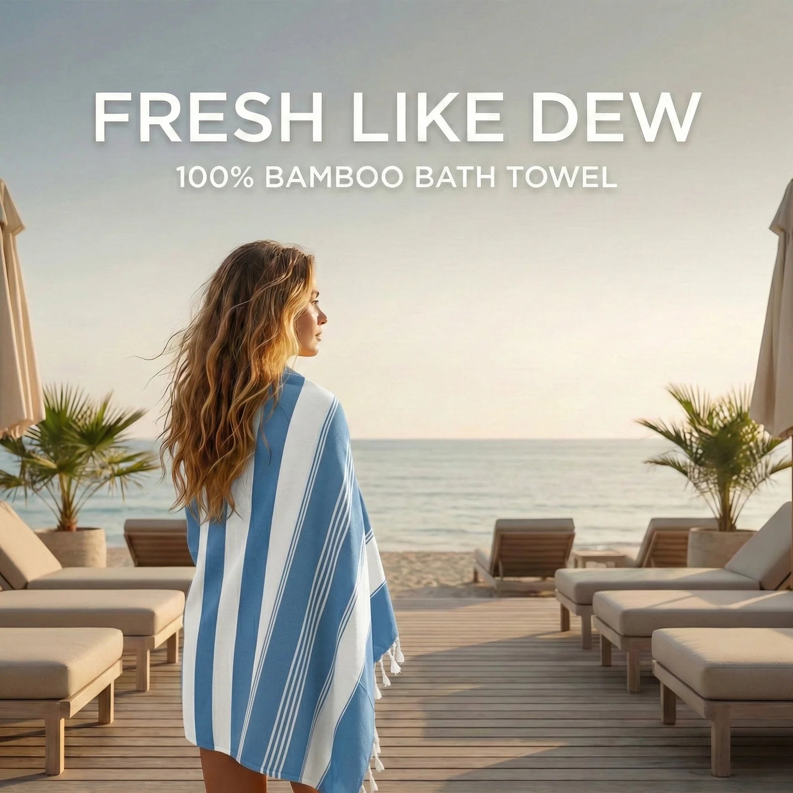 Dew Series | Azure Blue Bamboo Towel