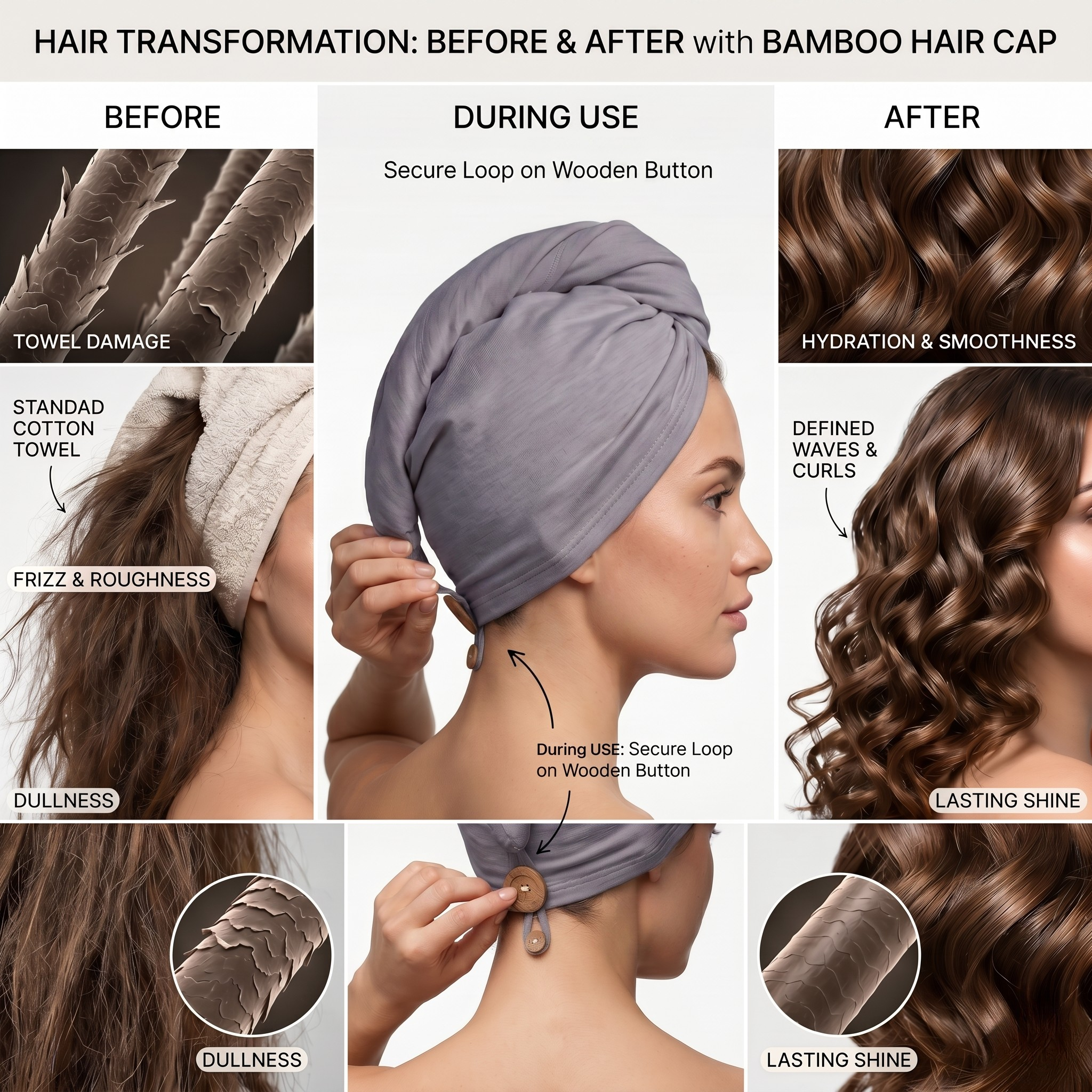 Belle Rive | Stone Grey Bamboo Hair Wrap