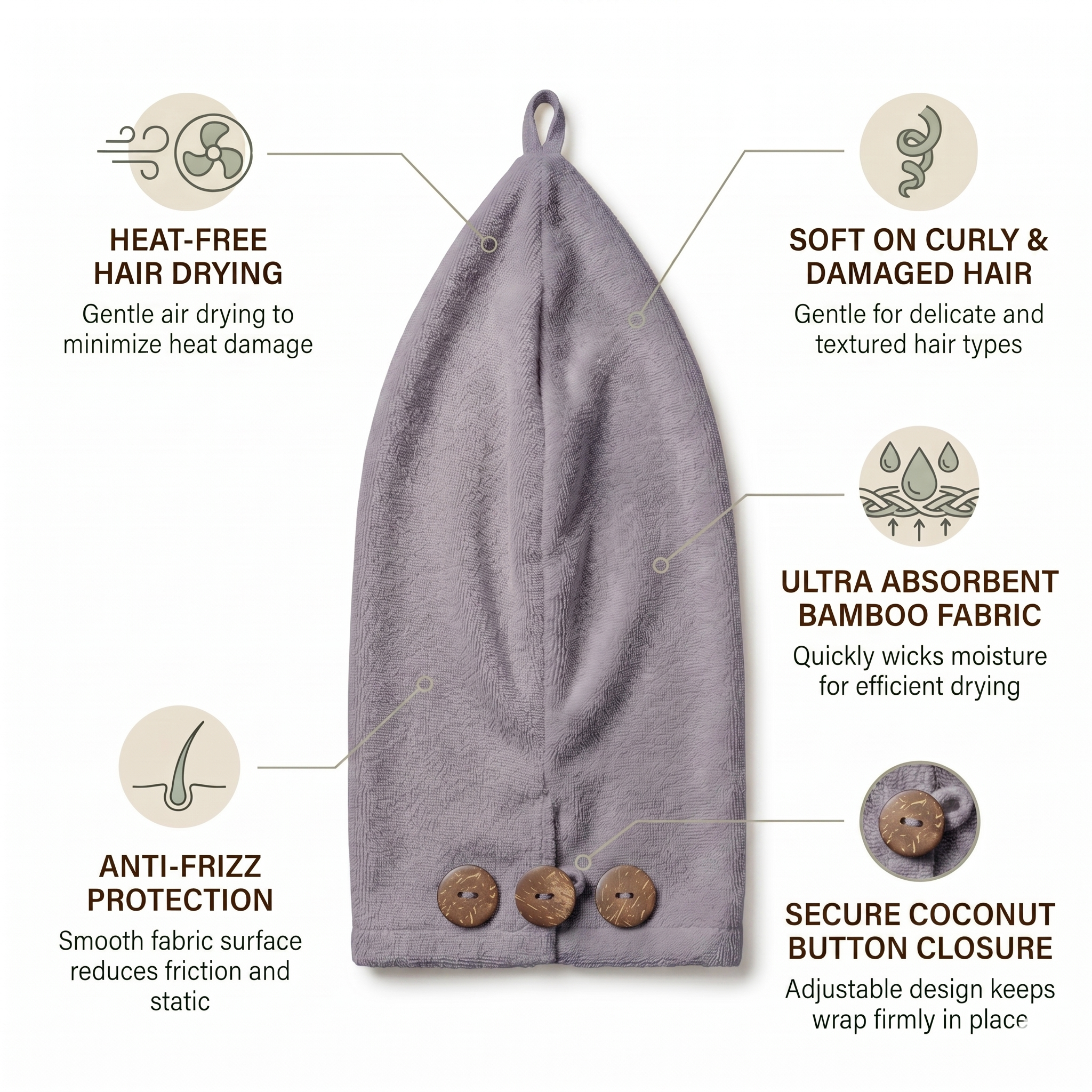 Belle Rive | Stone Grey Bamboo Hair Wrap