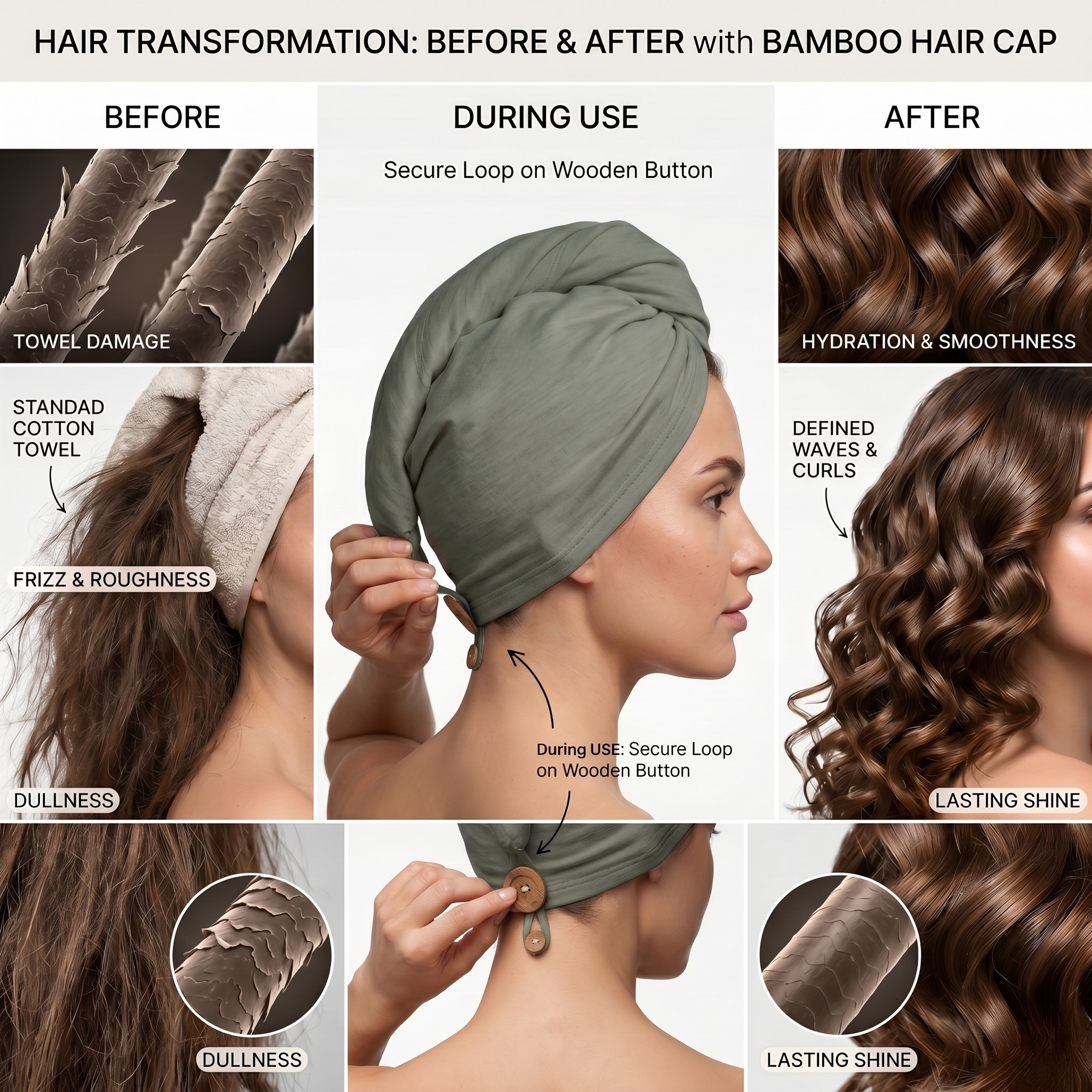 Belle Rive | Sage Green Bamboo Hair Wrap