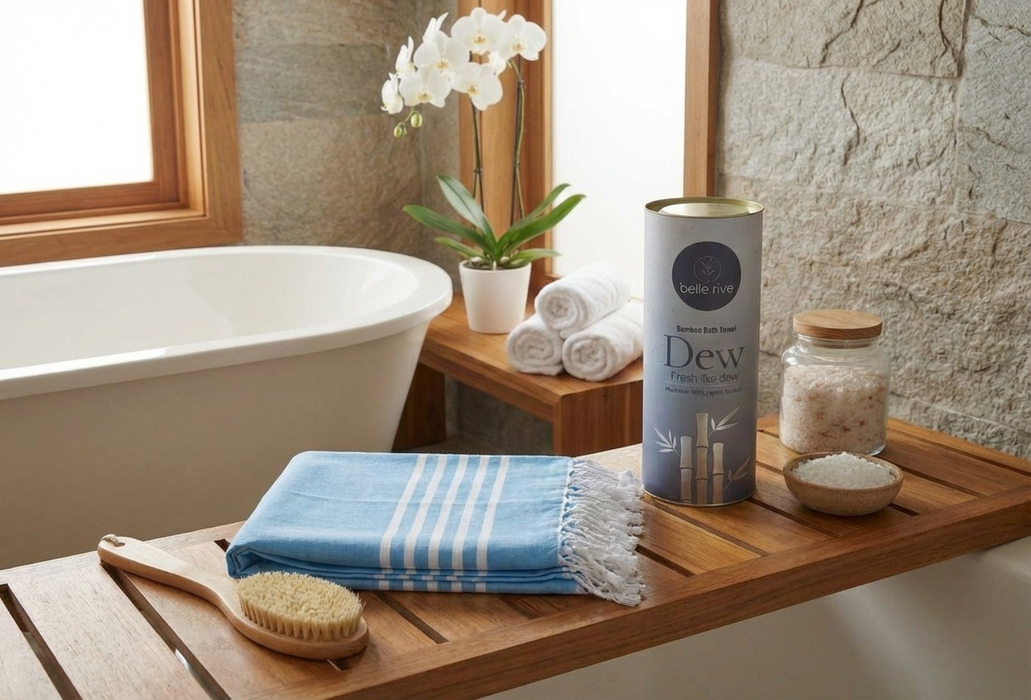 Azure blue Profile Luxury Premium Bamboo Bath Towel - Azure Blue - Image 1