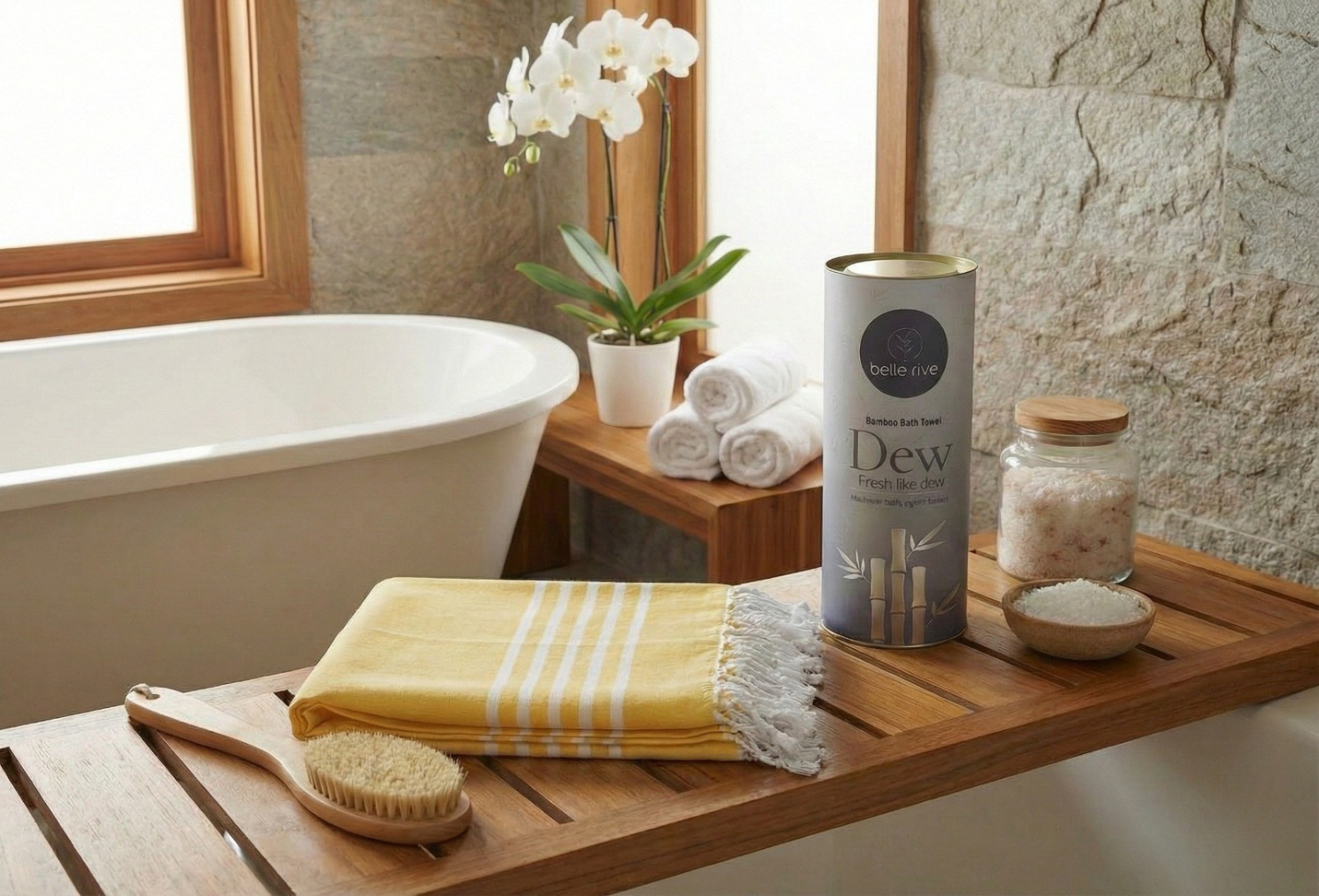 Yellow Bliss Profile Luxury Premium Bamboo Bath Towel - Yellow Bliss - Image 1